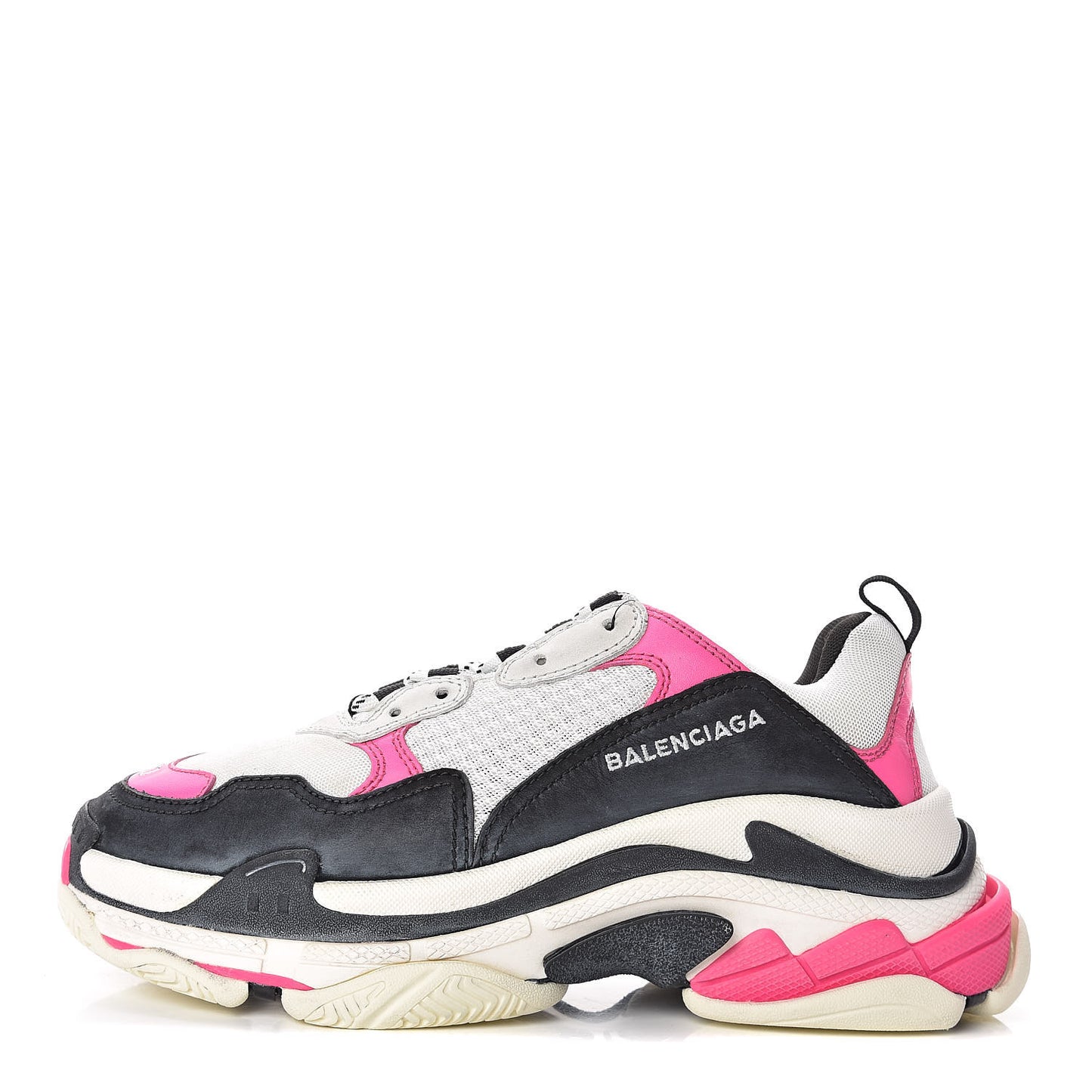 Fabric Mesh Womens Triple S Sneakers 40 Rose Fluo Black White