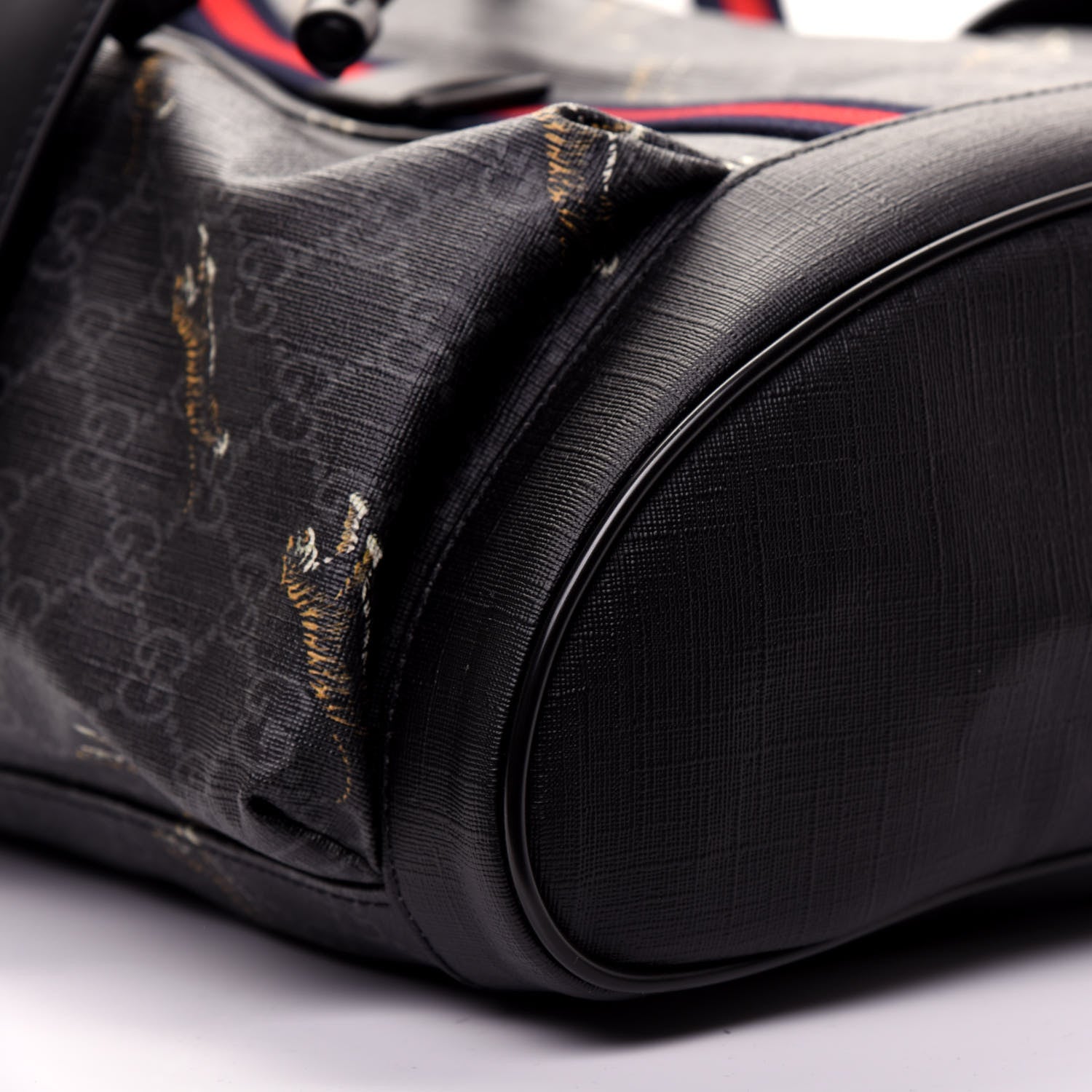 Gucci GG Supreme Monogram Tigers Double Buckle Backpack Black Multicolor 5 of 17