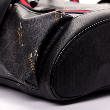 Gucci GG Supreme Monogram Tigers Double Buckle Backpack Black Multicolor 5 of 17