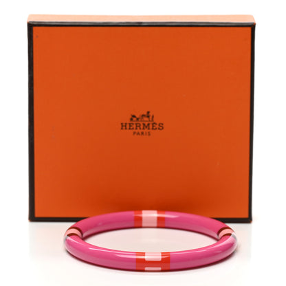 Hermes Lacquered Wood H Equipe PM Bangle Bracelet T2 Amazon Pop Rouge 6 of 6