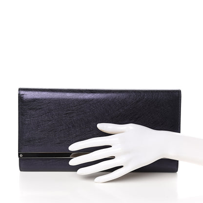 Jimmy Choo Metallic Spazzolato Etched Maia Clutch Navy 2 of 7