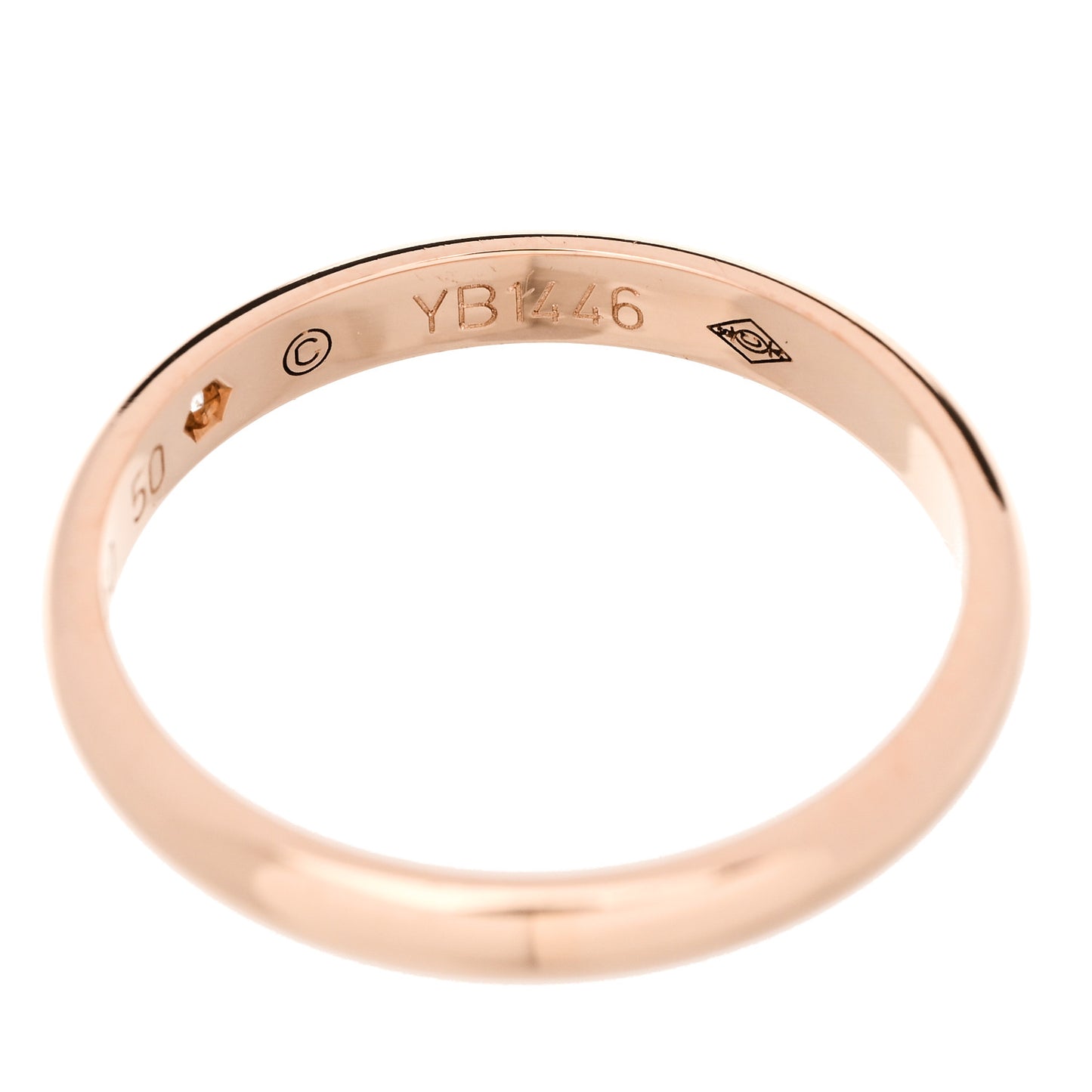 18K Pink Gold Diamond 2.6mm 1895 Wedding Band Ring 50 5.25