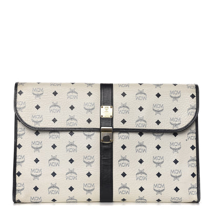MCM Visetos Pouch White Black 1 of 13