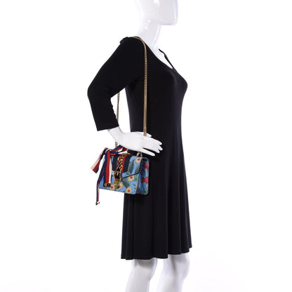 Gucci Shangai Calfskin Web New Flora Mini Sylvie Chain Shoulder Bag Azure 2 of 14