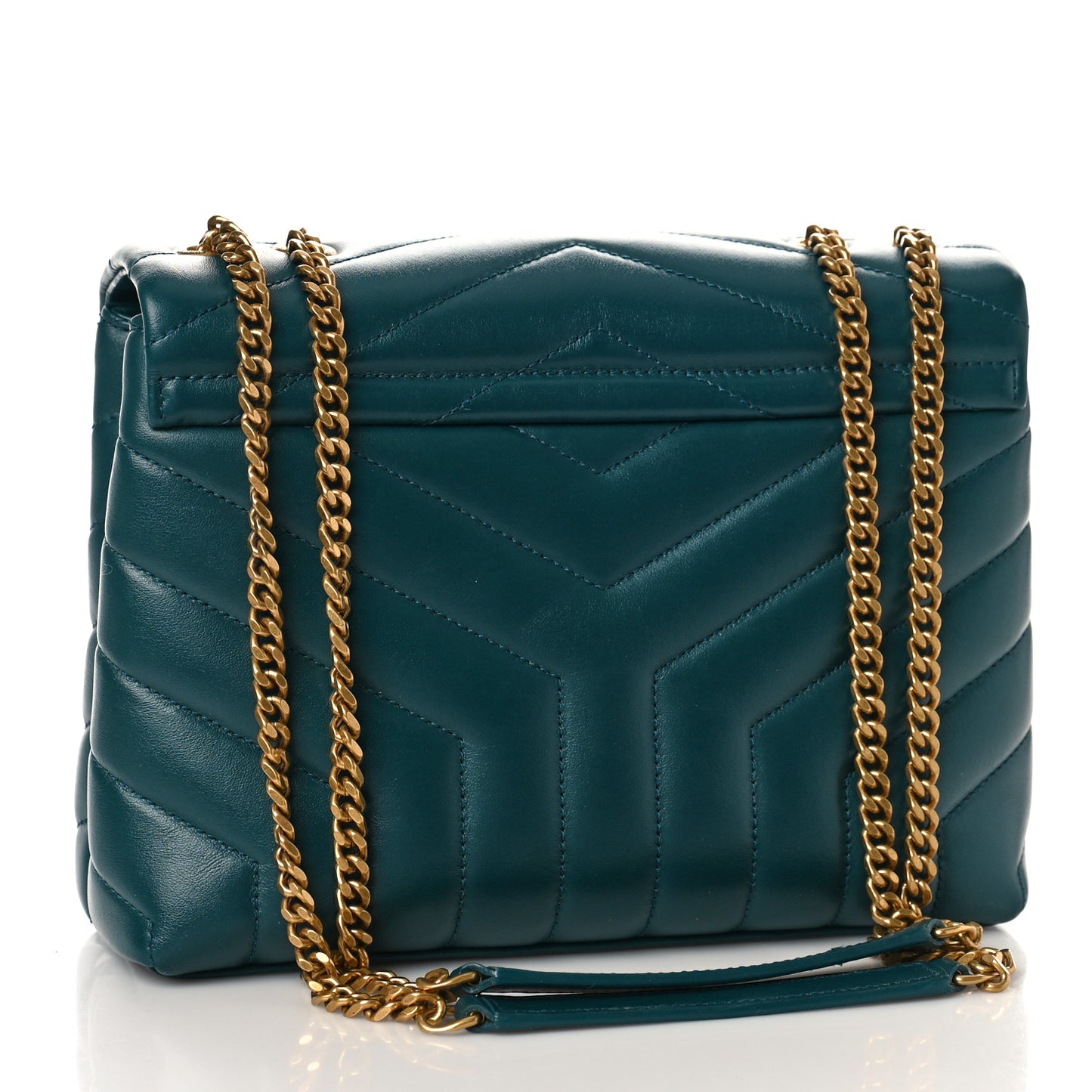 Calfskin Y Quilted Monogram Small Loulou Chain Satchel Green