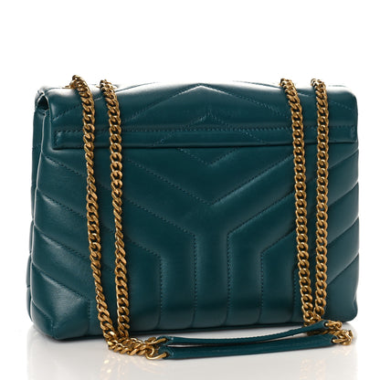 Saint Laurent Calfskin Y Quilted Monogram Small Loulou Chain Satchel Green 3 of 10