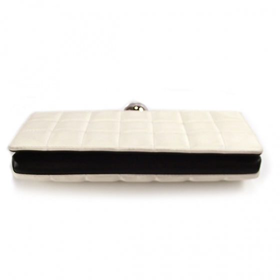 Lambskin Quilted Crystal Ball Clutch Ivory