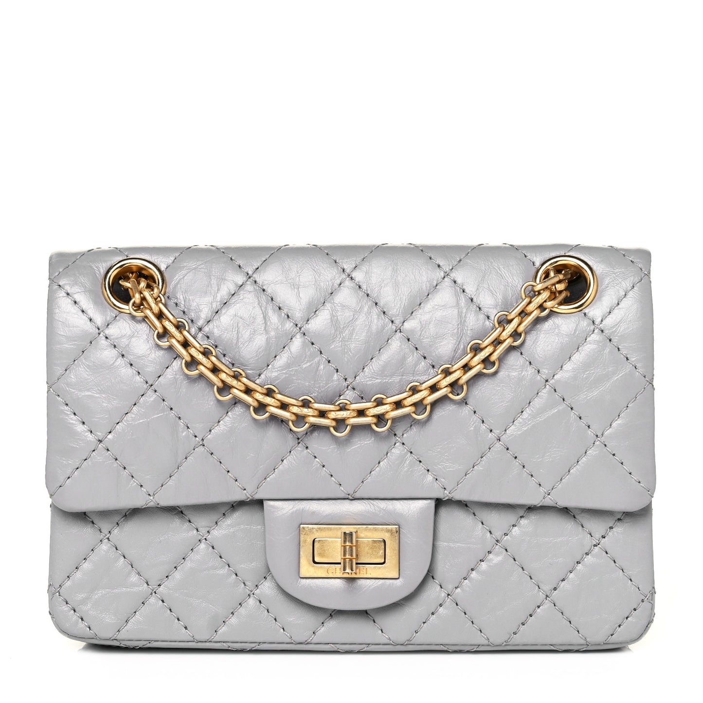 Aged Calfskin Quilted 2.55 Reissue Mini Flap Grey
