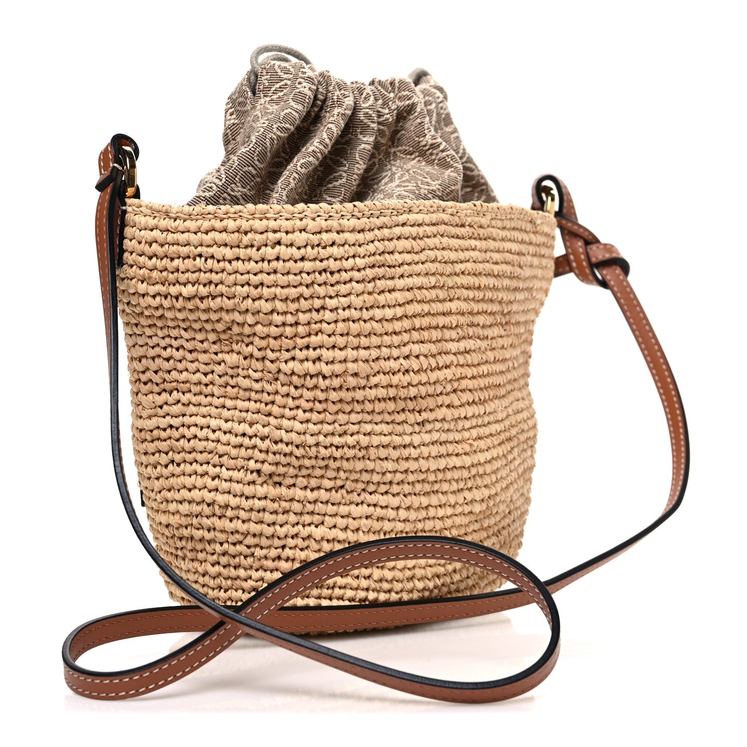 Loewe Calfskin Raffia Anagram Paulas Ibiza Pochette Bag Natural Tan 3 of 10