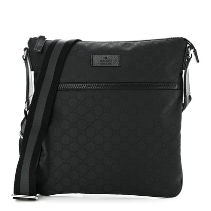 Gucci Nylon Monogram Medium Flat Messenger Bag Black 1 of 10