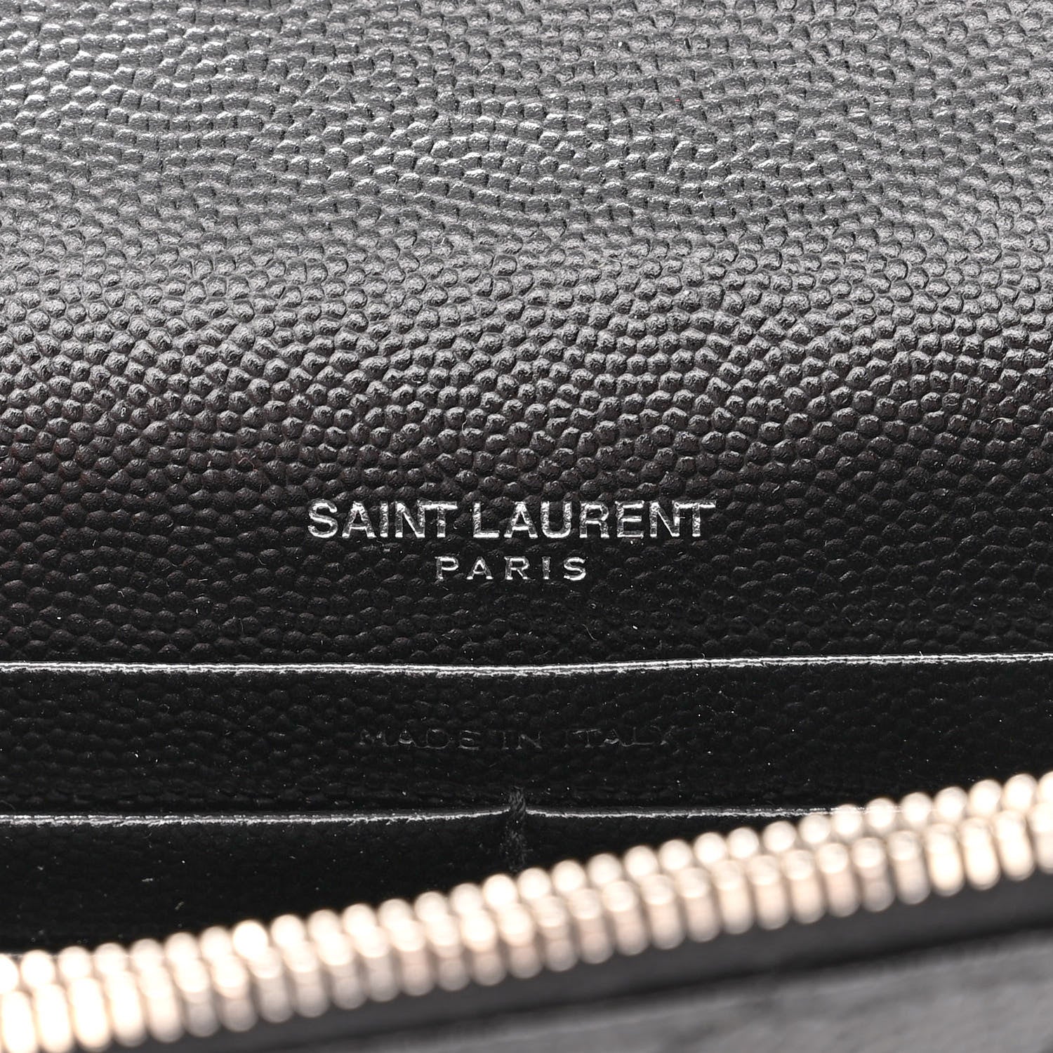 Saint Laurent Grain De Poudre Matelasse Chevron Monogram Envelope Chain Wallet Black 6 of 9