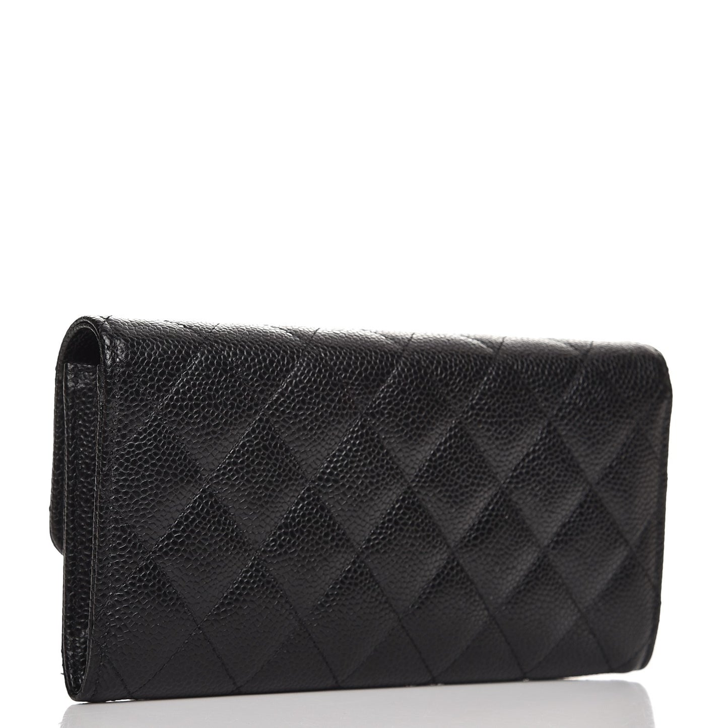 Caviar Quilted Large Flap Wallet Black