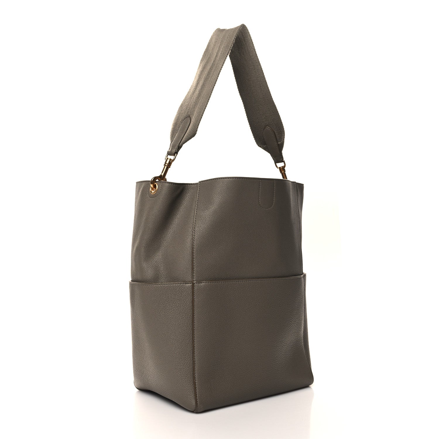 Celine Soft Grained Calfskin Sangle Bucket Bag Taupe 3 of 12
