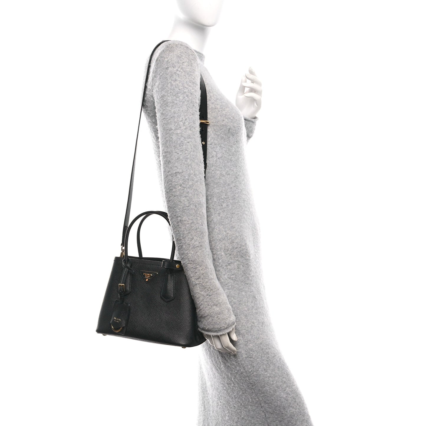 Saffiano Cuir Mini Double Bag Black