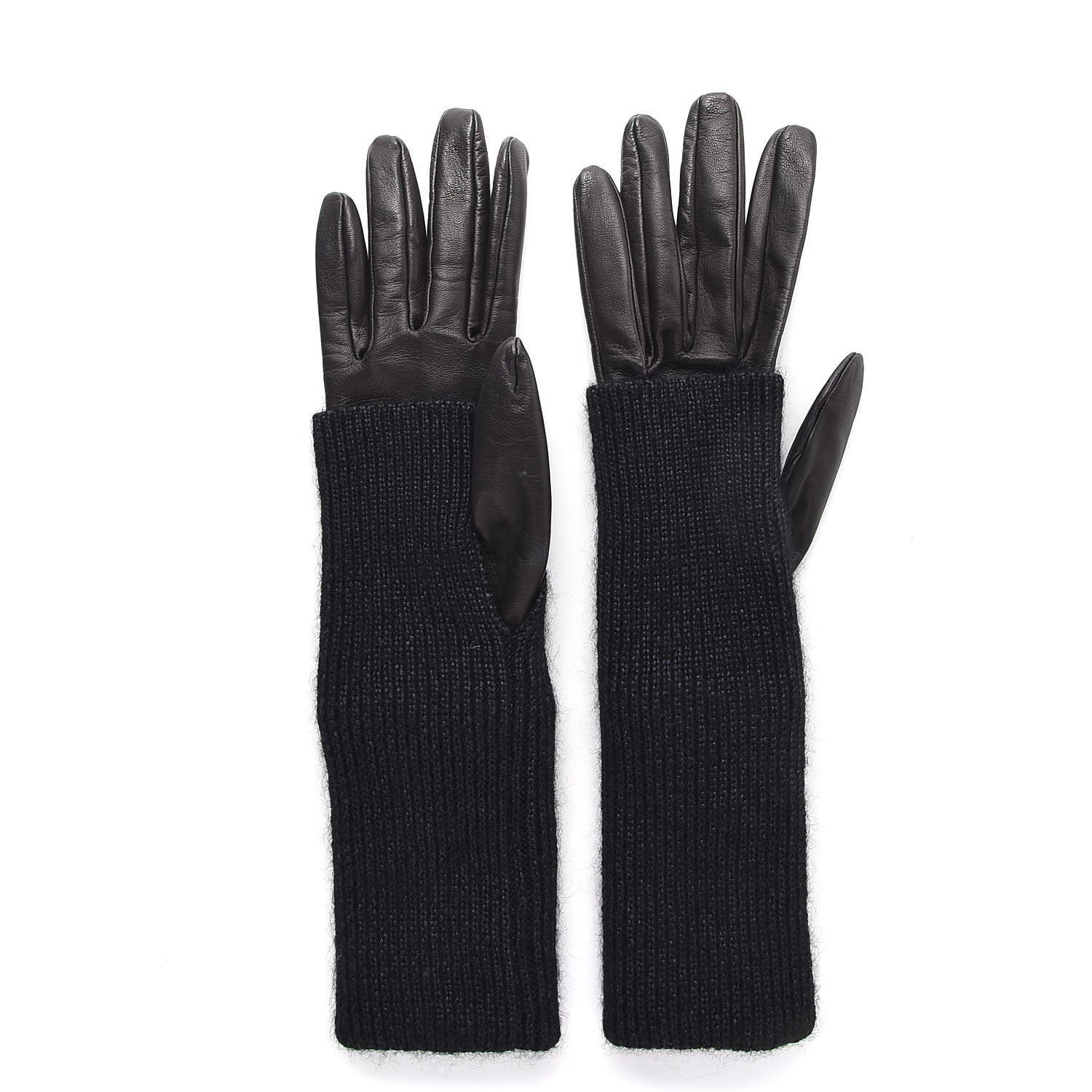 Chanel Lambskin Knit Gloves 8 Black 2 of 8