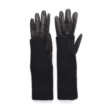 Chanel Lambskin Knit Gloves 8 Black 2 of 8
