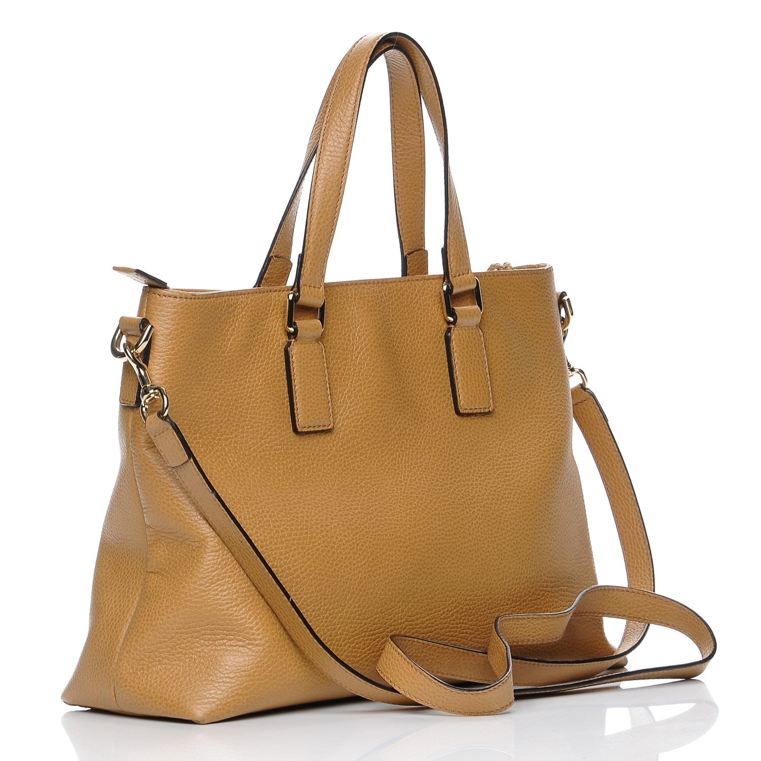 Gucci Calfskin Bamboo Tassel Top Handle Tote Whiskey 3 of 10
