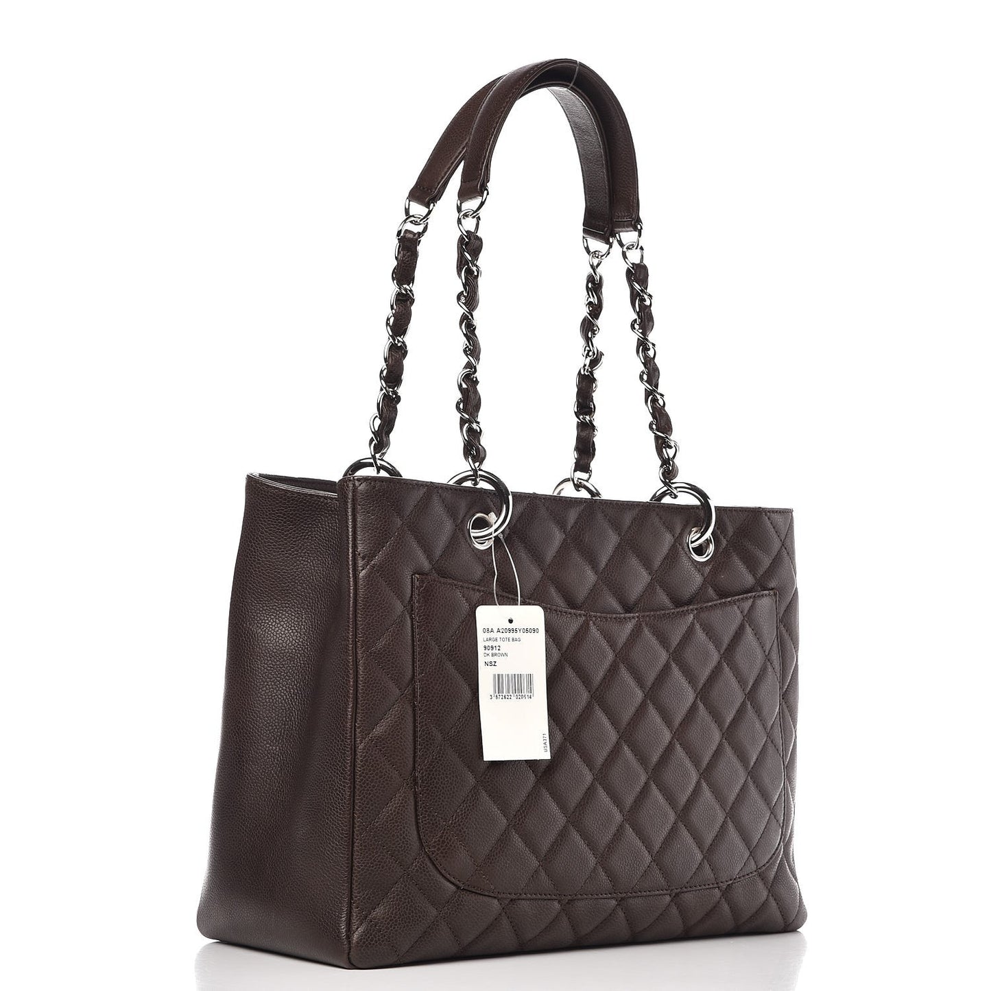 Caviar Quilted Grand Shopping Tote GST Dark Brown