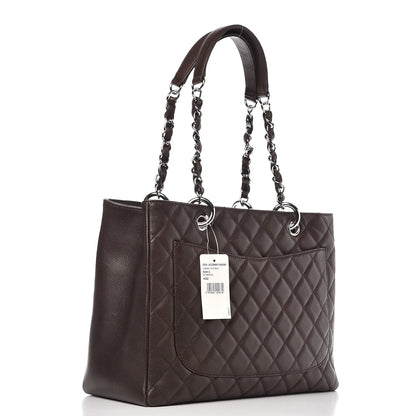 Chanel Caviar Quilted Grand Shopping Tote GST Dark Brown 3 of 12