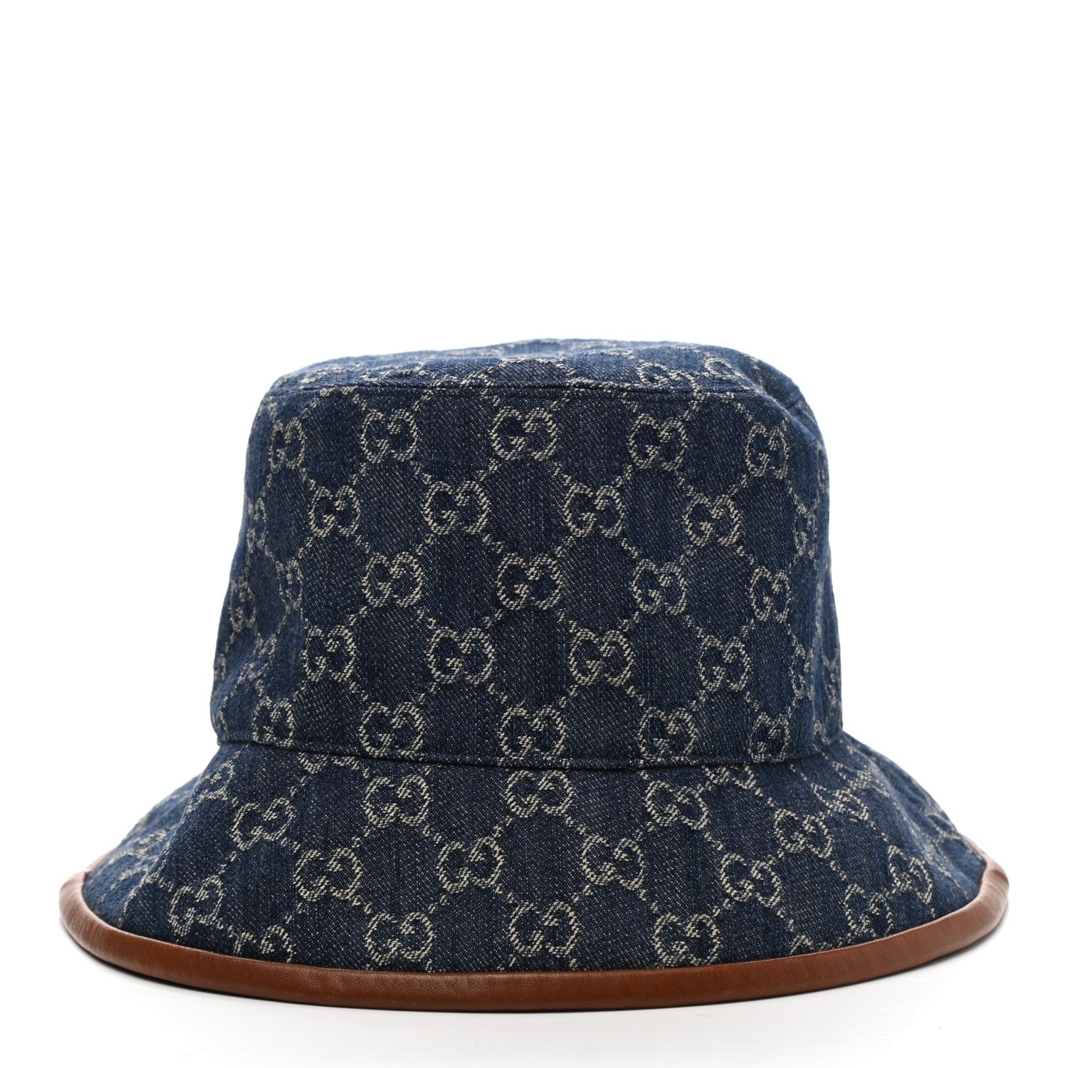 Gucci Washed Jacquard Denim Nappa GG Monogram Oscar Bucket Hat M Denim Cuir 3 of 11