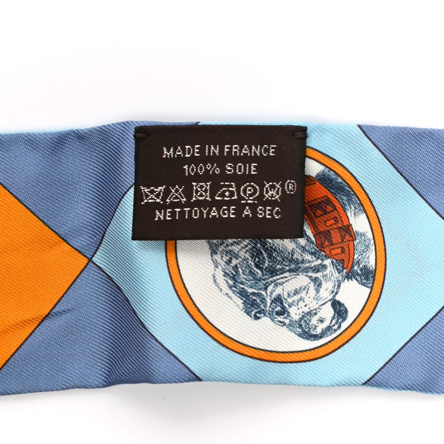 Hermes Silk Colliers Et Chiens Twilly Ciel Orange Gris Bleuete 2 of 4