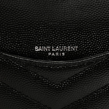 Saint Laurent Grain De Poudre Matelasse Chevron Monogram Compact Wallet Black 6 of 8