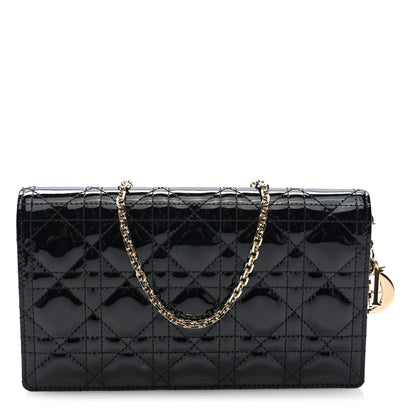 Christian Dior Patent Cannage Lady Dior Convertible Clutch Black 1 of 11