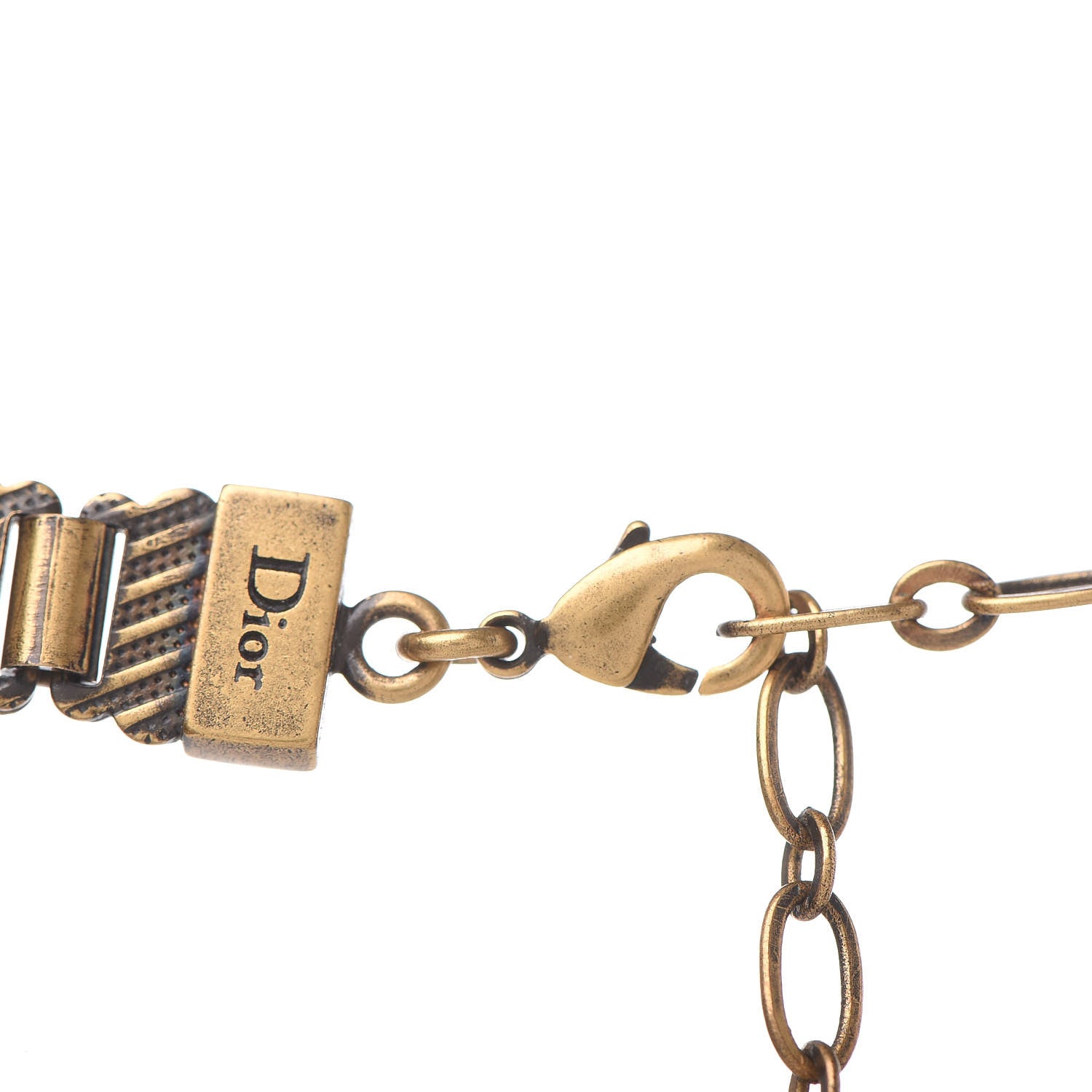 Christian Dior Metal Heart Choker Necklace Aged Gold 3 of 5