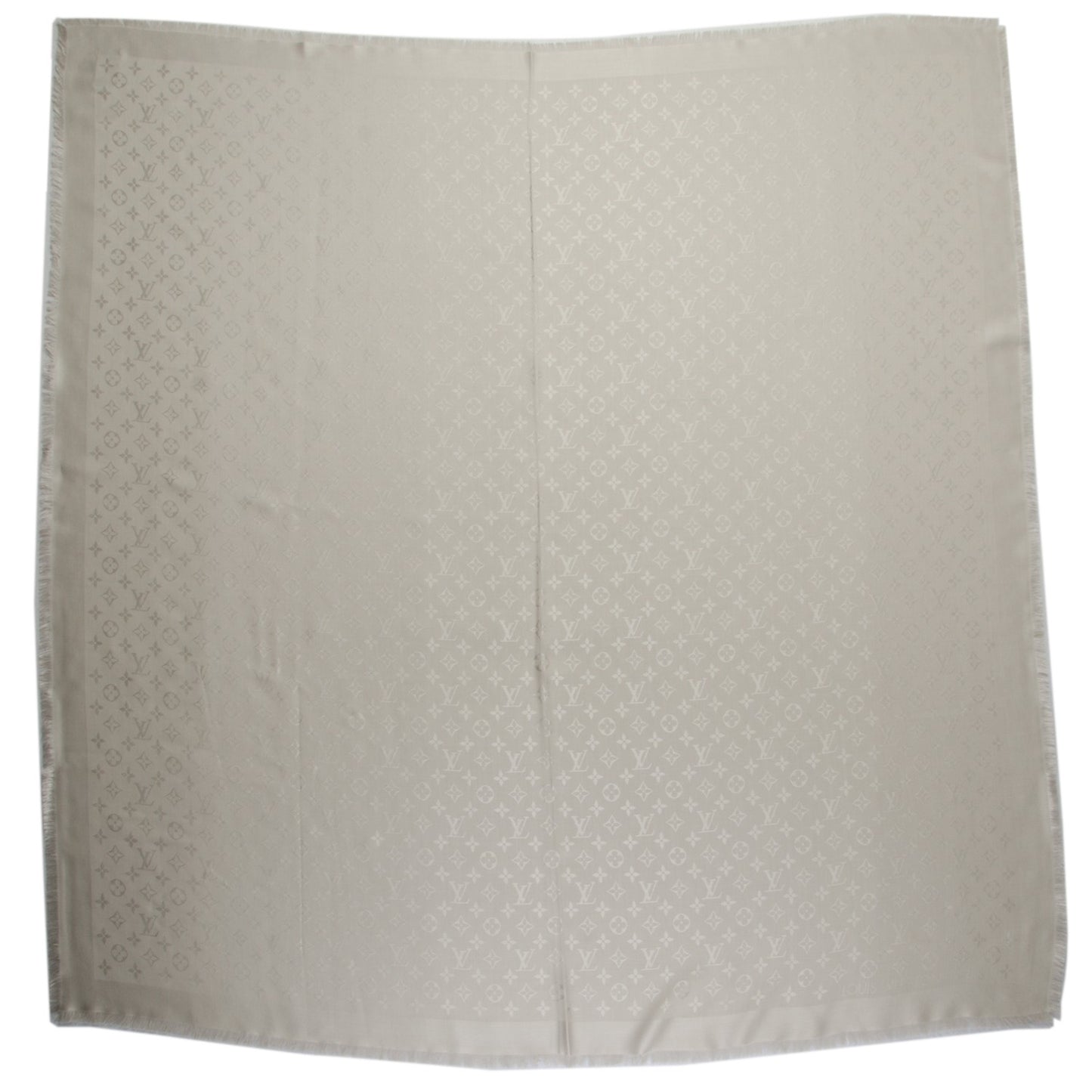 Silk Wool Monogram Shawl Beige
