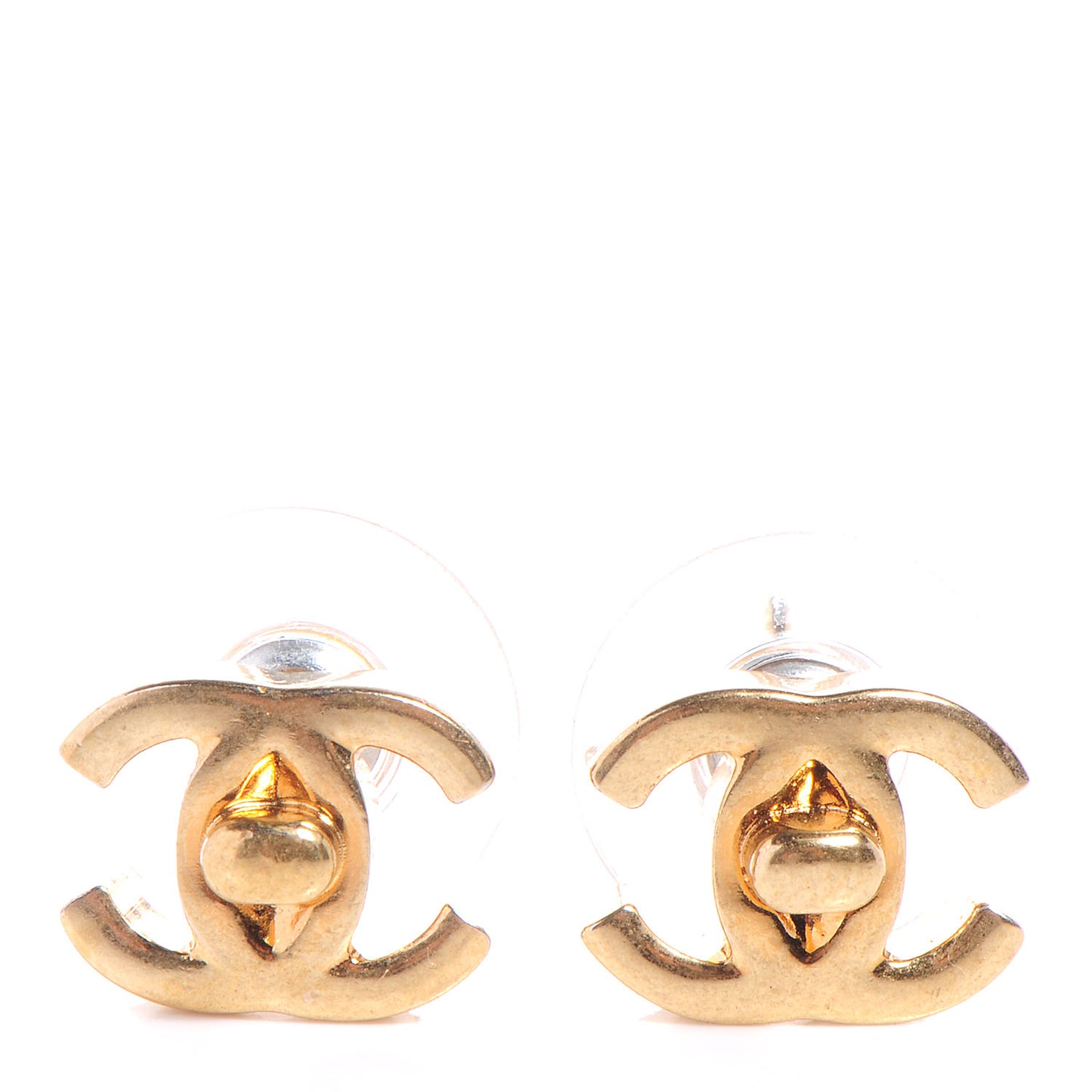 Metal CC Turnlock Earrings Gold