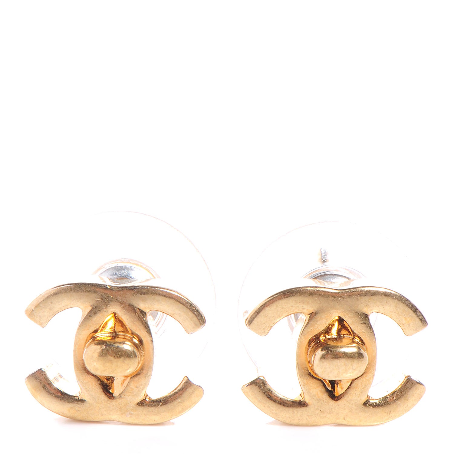 Chanel Metal CC Turnlock Earrings Gold 1 of 5