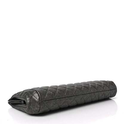 Chanel Metallic Caviar Quilted Clutch Dark Silver 4 of 7