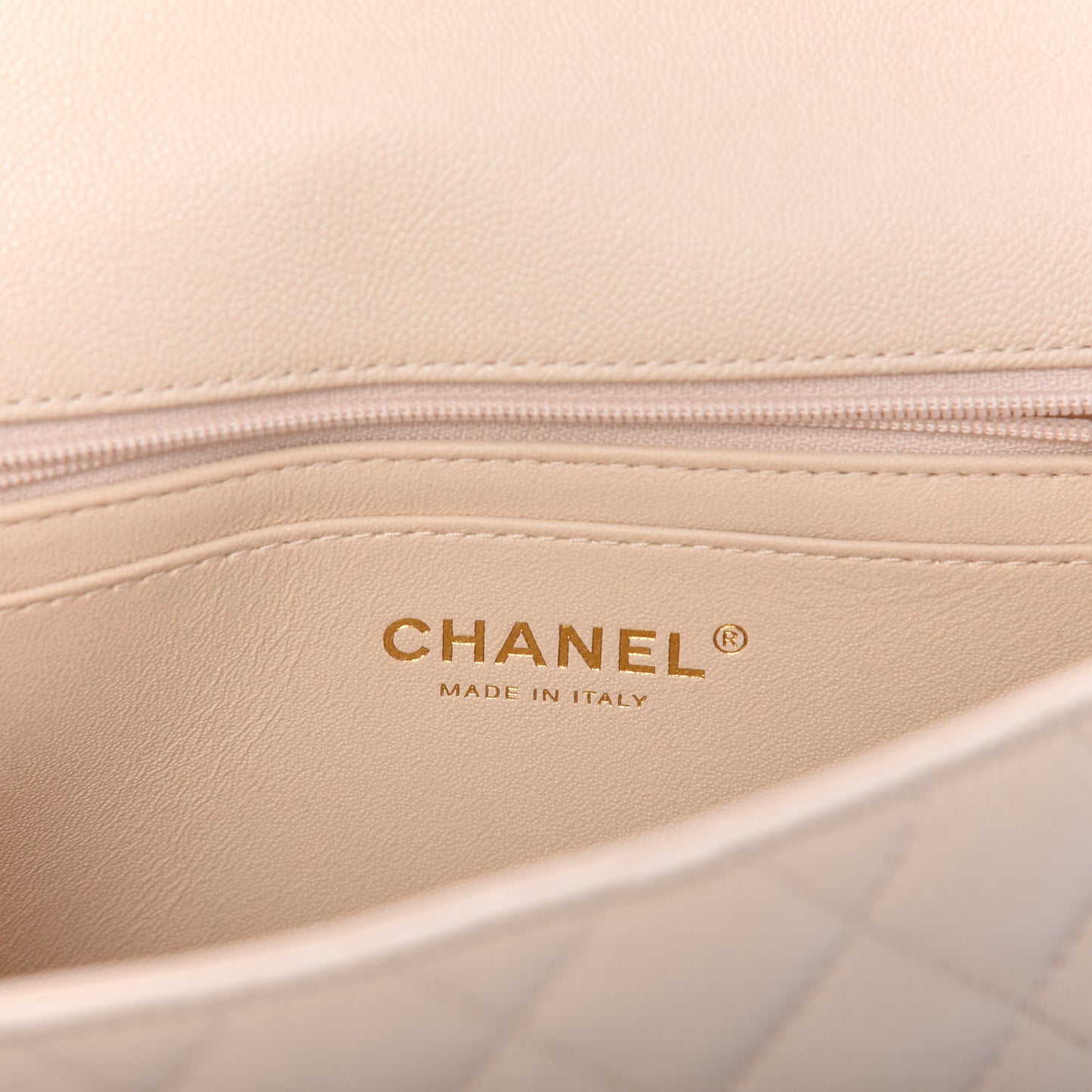Caviar Quilted Mini Top Handle Rectangular Flap Beige
