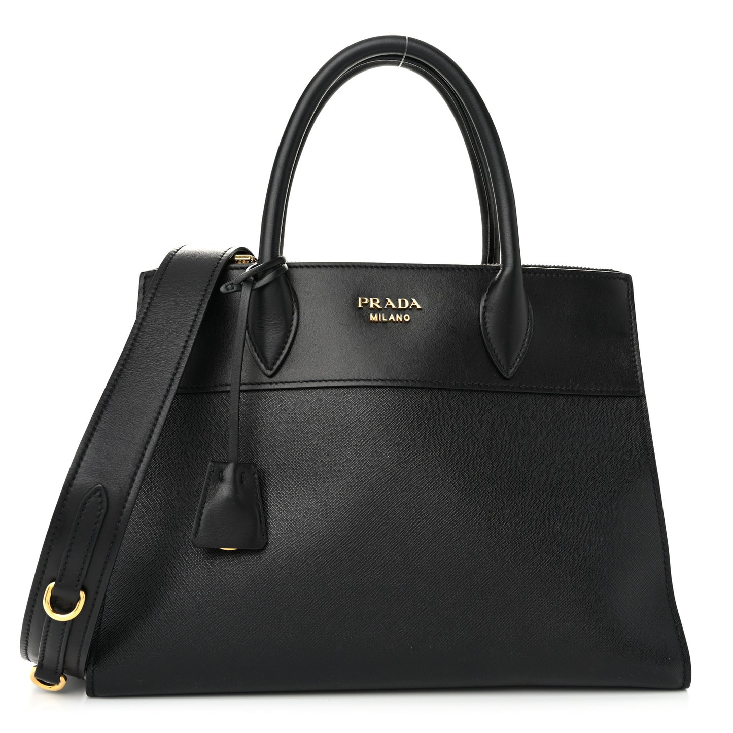 Saffiano City Calfskin Small Paradigme Bag Black