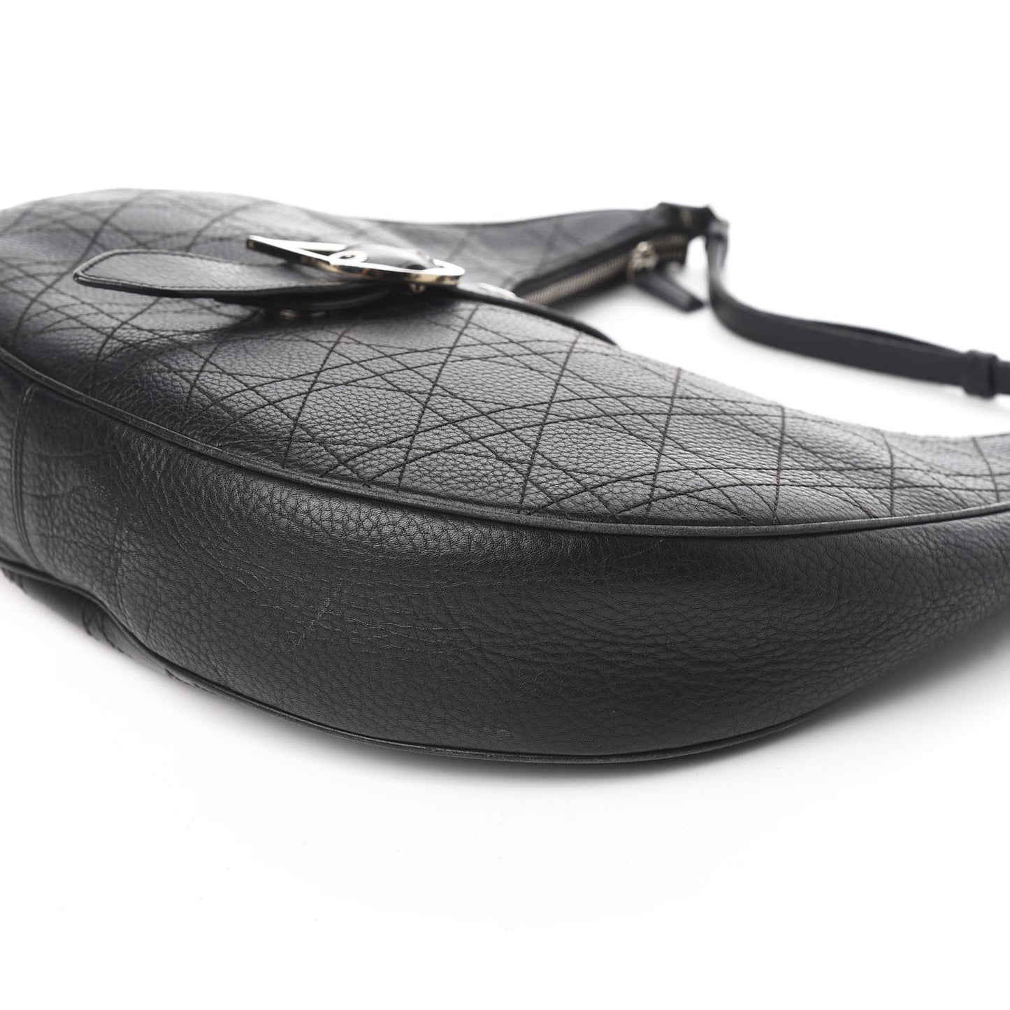 Grained Calfskin Cannage Hobo Black