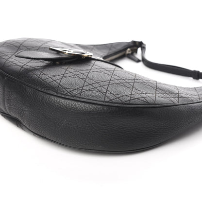 Christian Dior Grained Calfskin Cannage Hobo Black 12 of 14