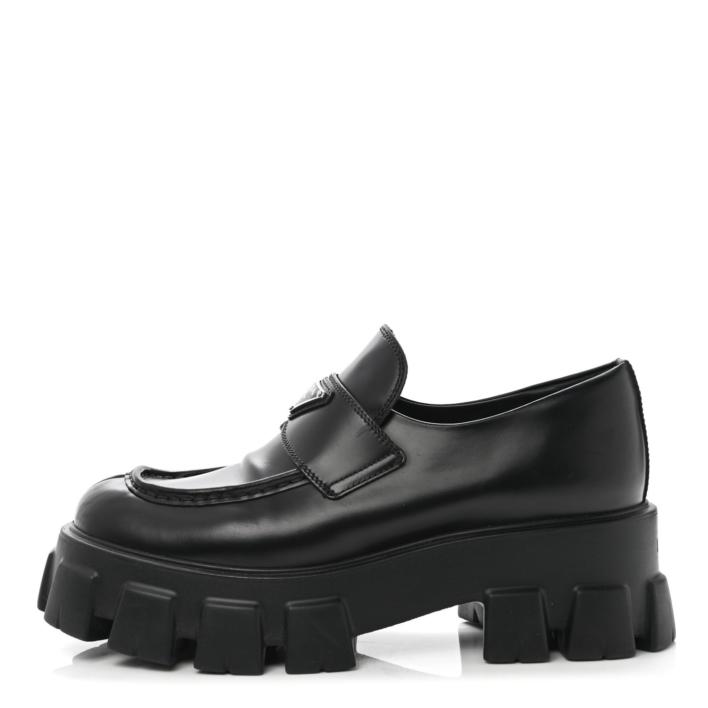 Spazzolato Rois Metal Triangle Logo Monolith 55mm Loafers 41 Black
