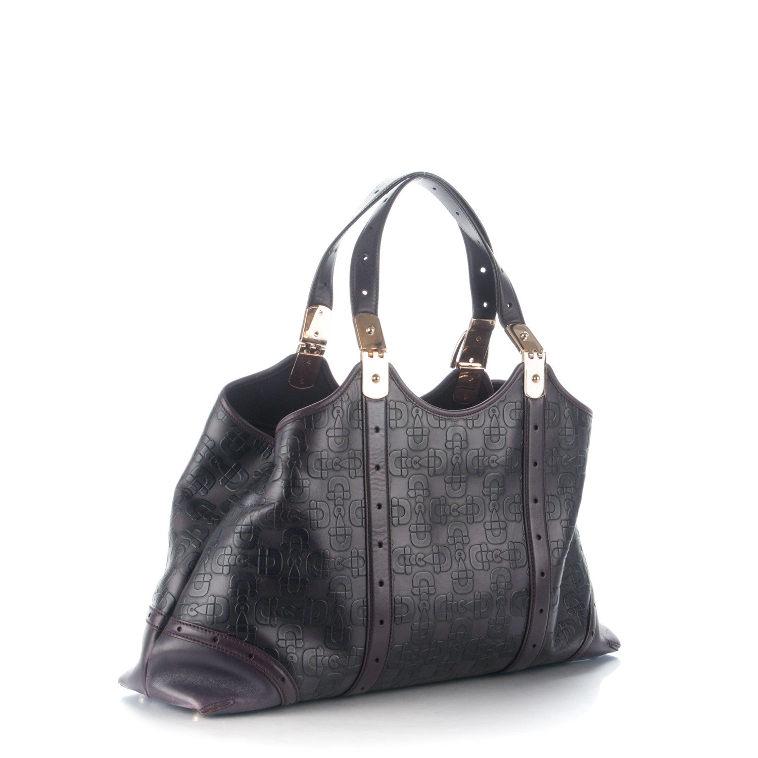 Gucci Calfskin Horsebit Embossed Large Glam Shoulder Bag Purple 3 of 7