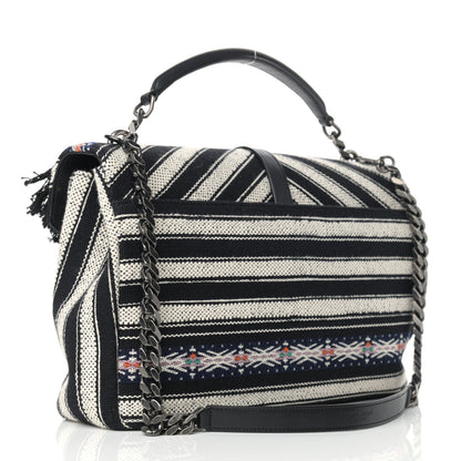 Saint Laurent Berber Chevron Tassel Monogram Large College Bag Black 2 of 12