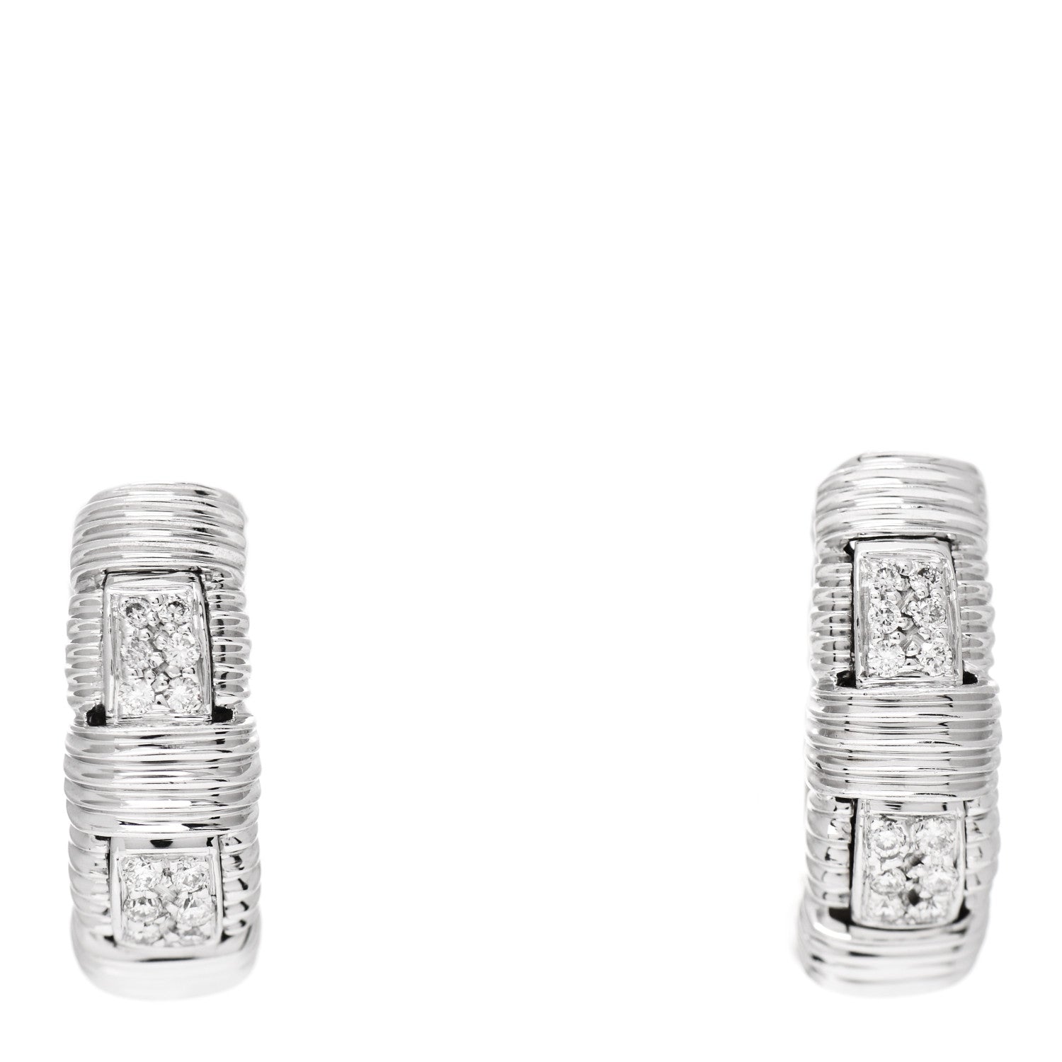 Roberto Coin 18K White Gold Diamond Narrow Appassionata Earrings 1 of 5