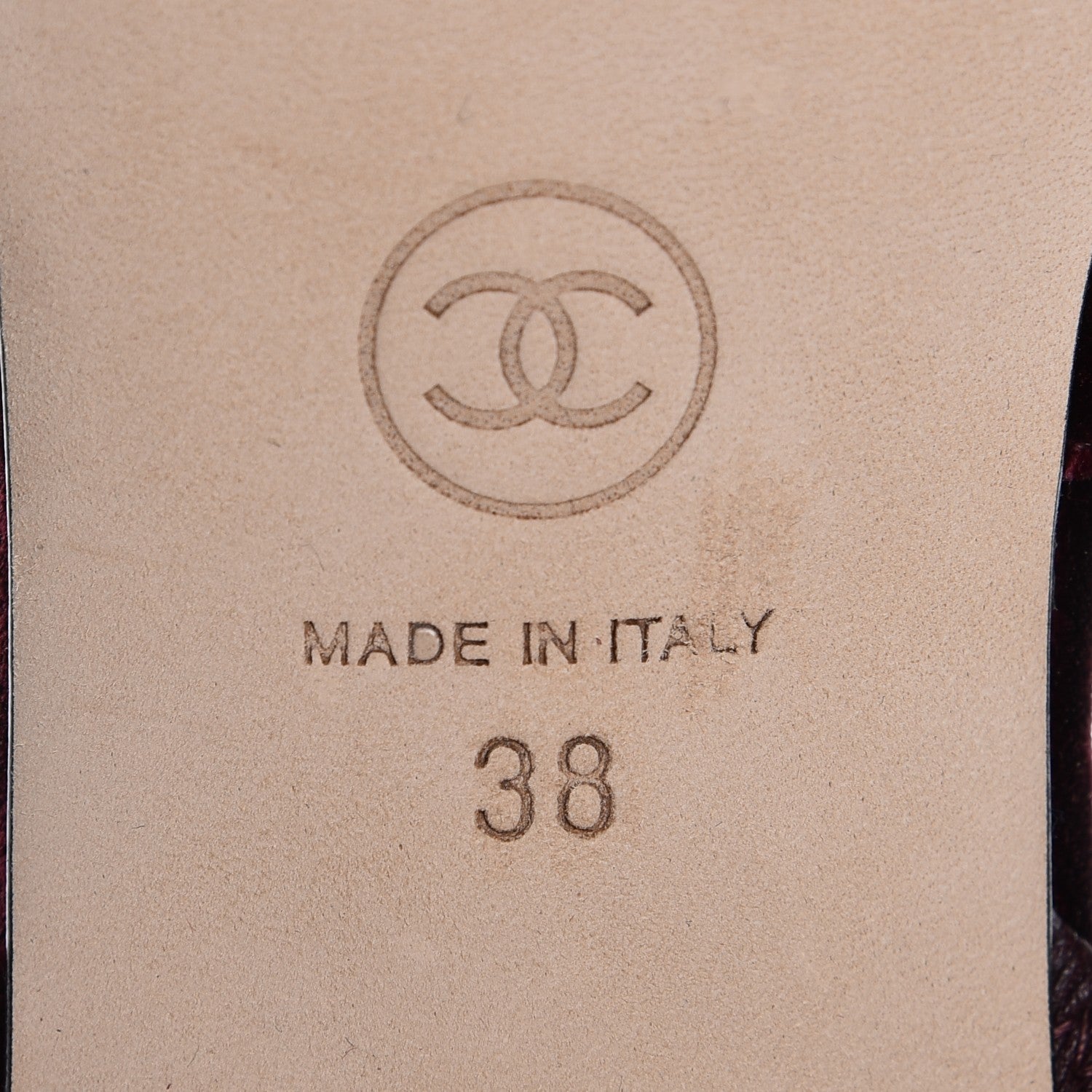 Chanel Velour Cap Toe CC Slingback Pumps 38 Burgundy Black 6 of 9