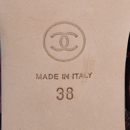 Chanel Velour Cap Toe CC Slingback Pumps 38 Burgundy Black 6 of 9