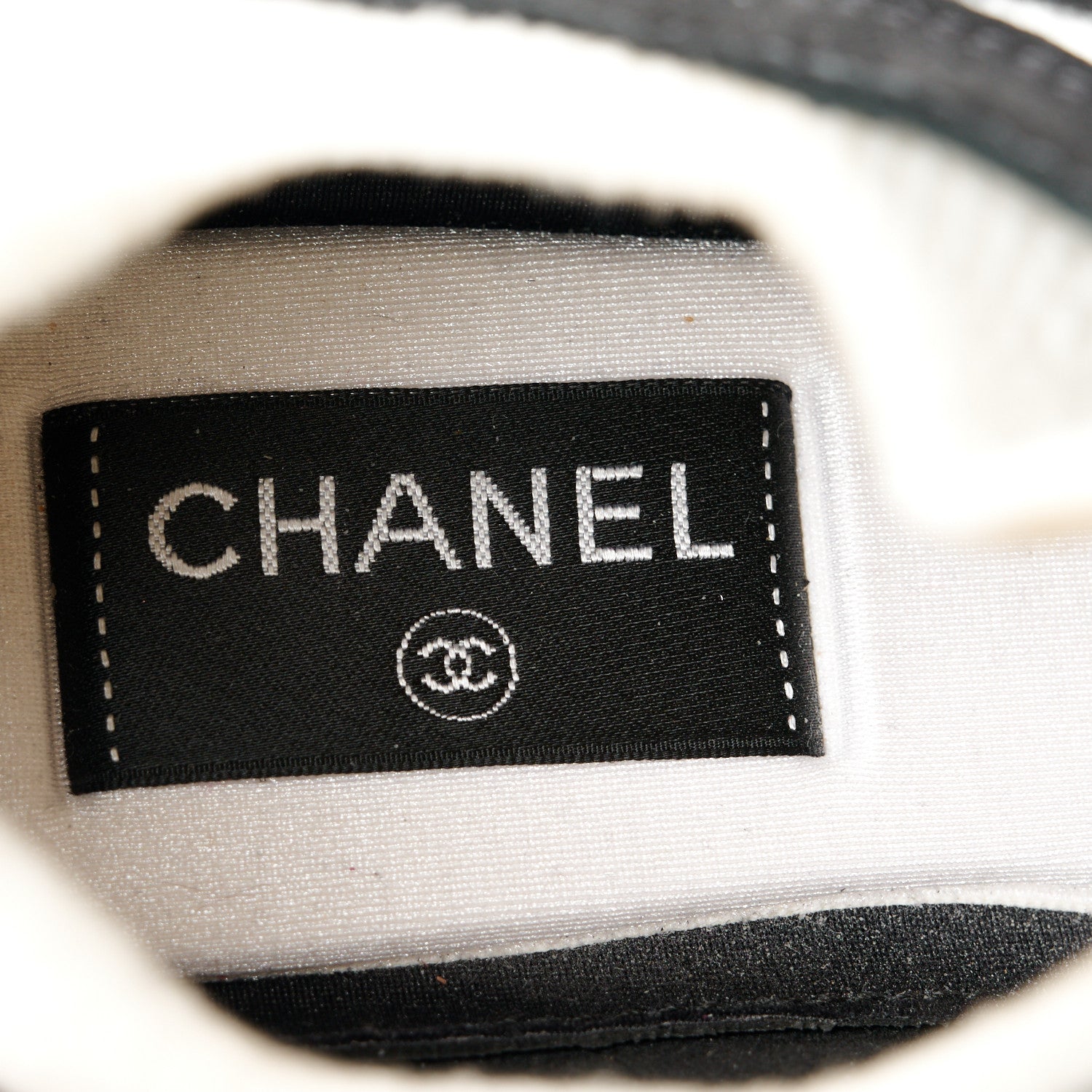 Chanel Fabric Suede Calfskin CC Sneakers 39.5 White Black 7 of 9