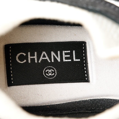 Chanel Fabric Suede Calfskin CC Sneakers 39.5 White Black 7 of 9