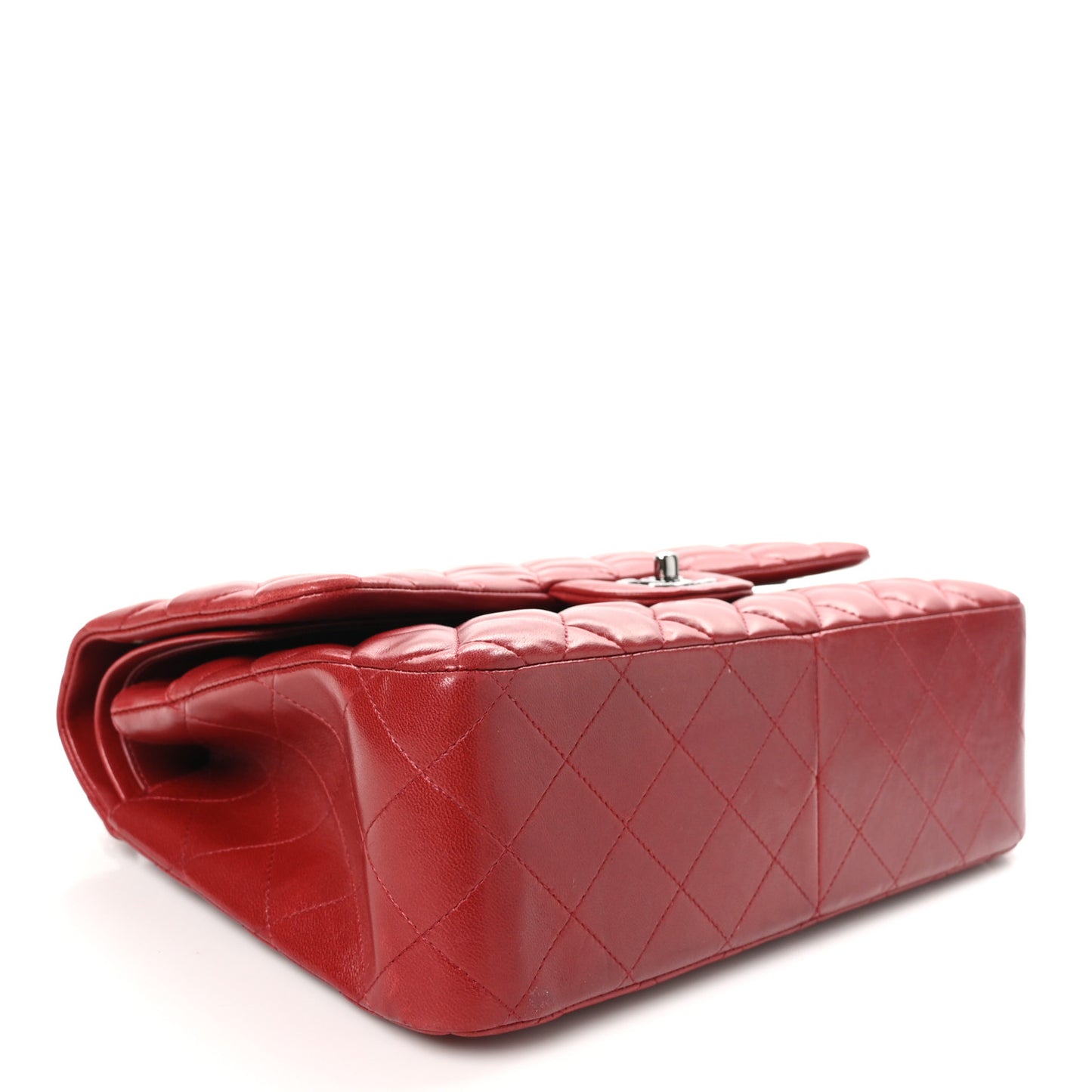 Lambskin Quilted Jumbo Double Flap Dark Red