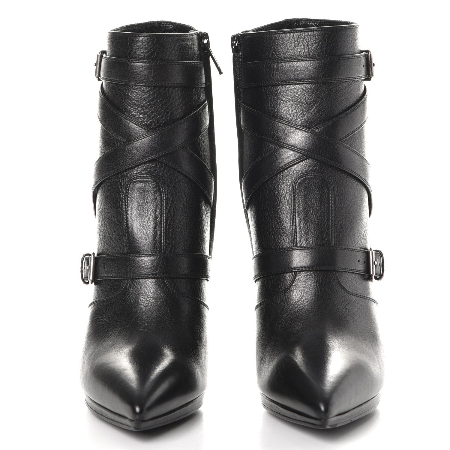 Saint Laurent Calfskin Paris Plat 105 Ankle Boots 36.5 Black 2 of 9