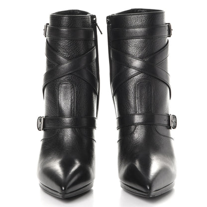 Saint Laurent Calfskin Paris Plat 105 Ankle Boots 36.5 Black 2 of 9