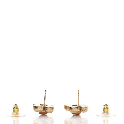 Chanel Enamel Flower CC Earrings Beige Pink 3 of 5