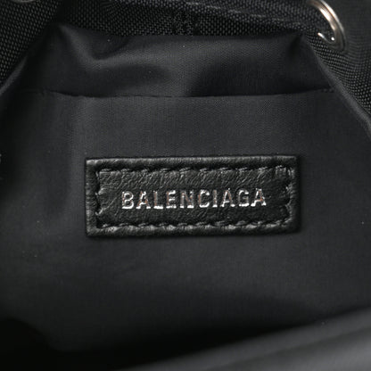 Balenciaga Recycled Sport Nylon Logo Embroidered Wheel Drawstring Bucket Bag Black White 6 of 9