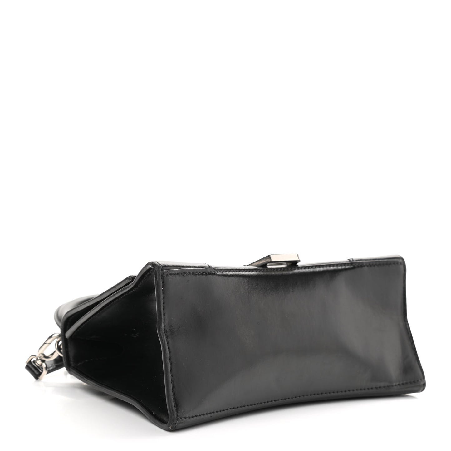 Shiny Box Calfskin Graffiti Logo Small Hourglass Top Handle Bag Black Silver